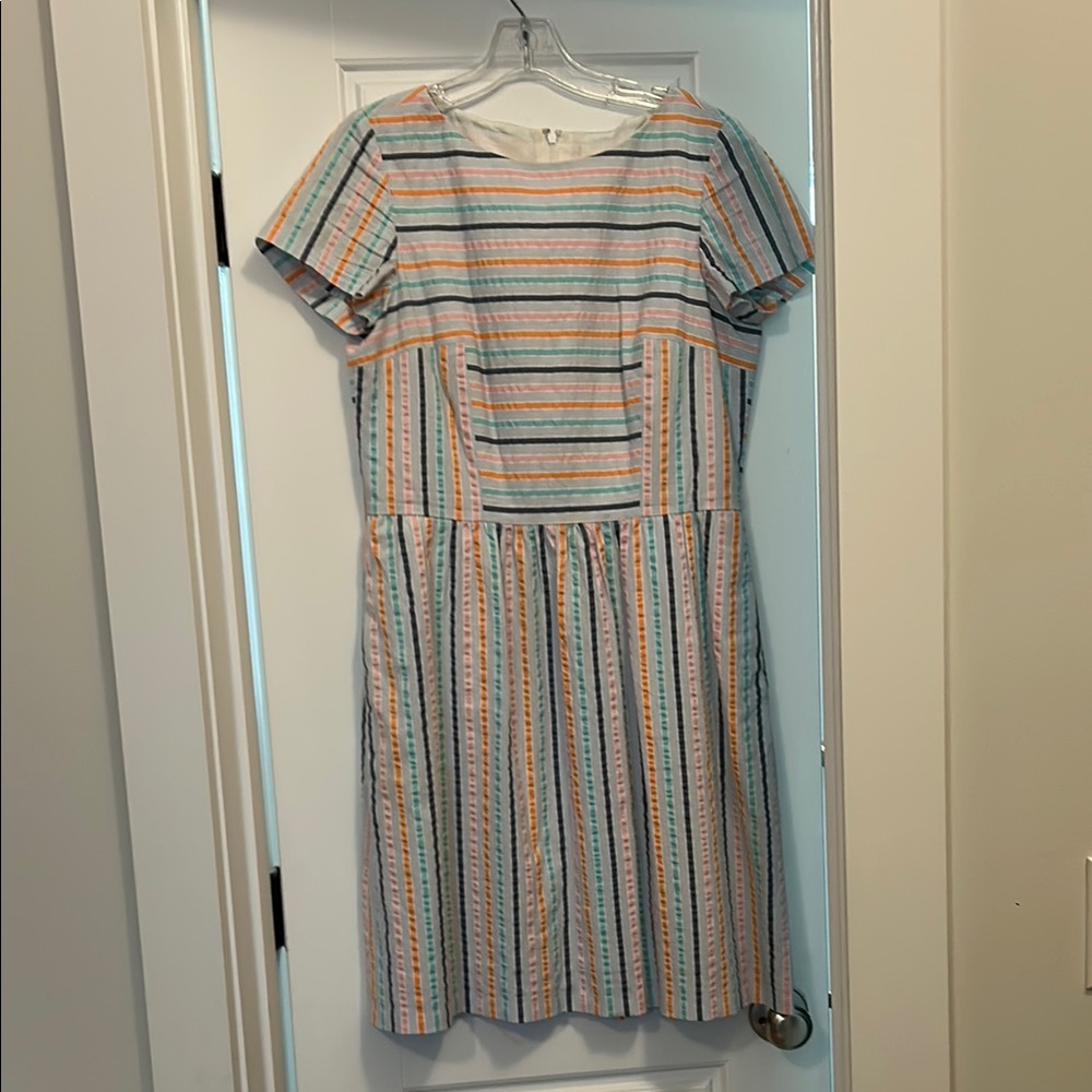 Seersucker Multicolor Short Sleeve Dress by Brooks Brothers